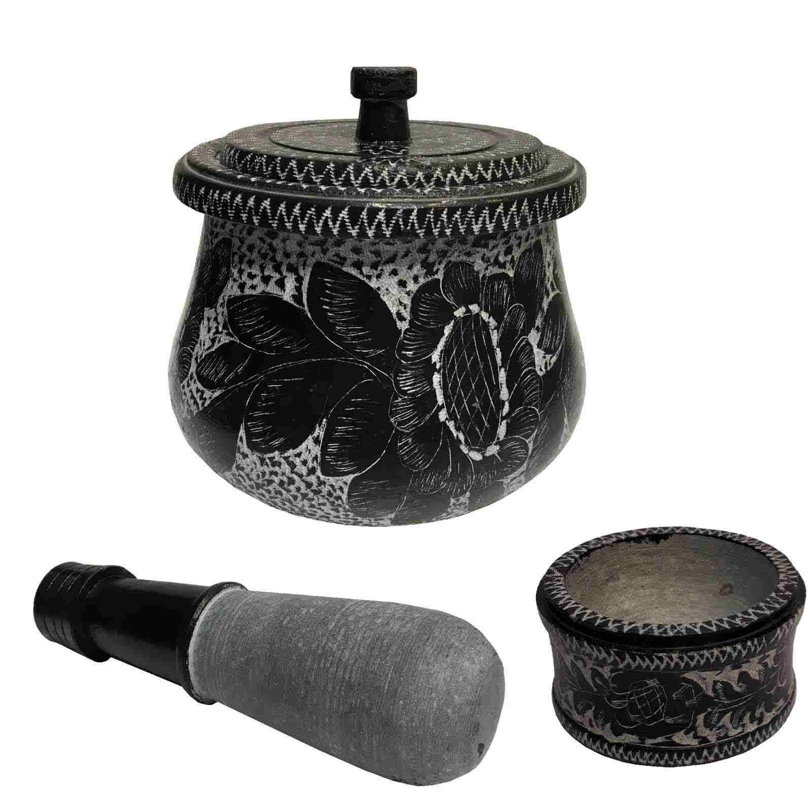Pot Dizi Persan en Pierre avec Couvercle pour la Cuisson d’Abgoosht – Fleur