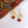 Boucles d'oreilles en laiton persan avec Agate Orange