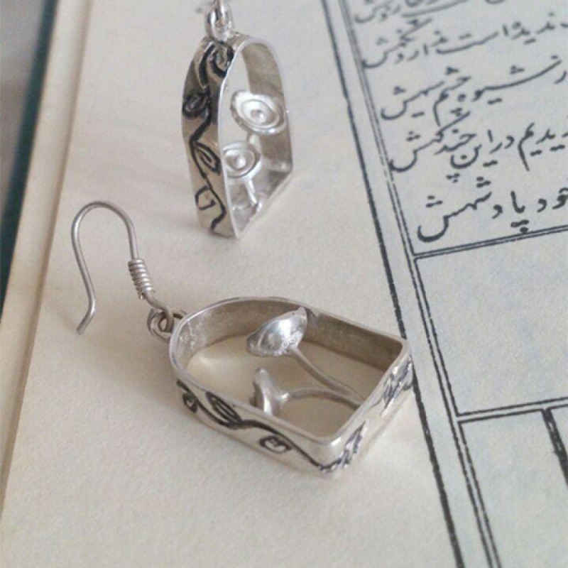 Boucles d'oreilles en argent persan Fleur Artisanale