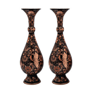 Vase décoratif en cuivre persan gravé fait main – Set de 2