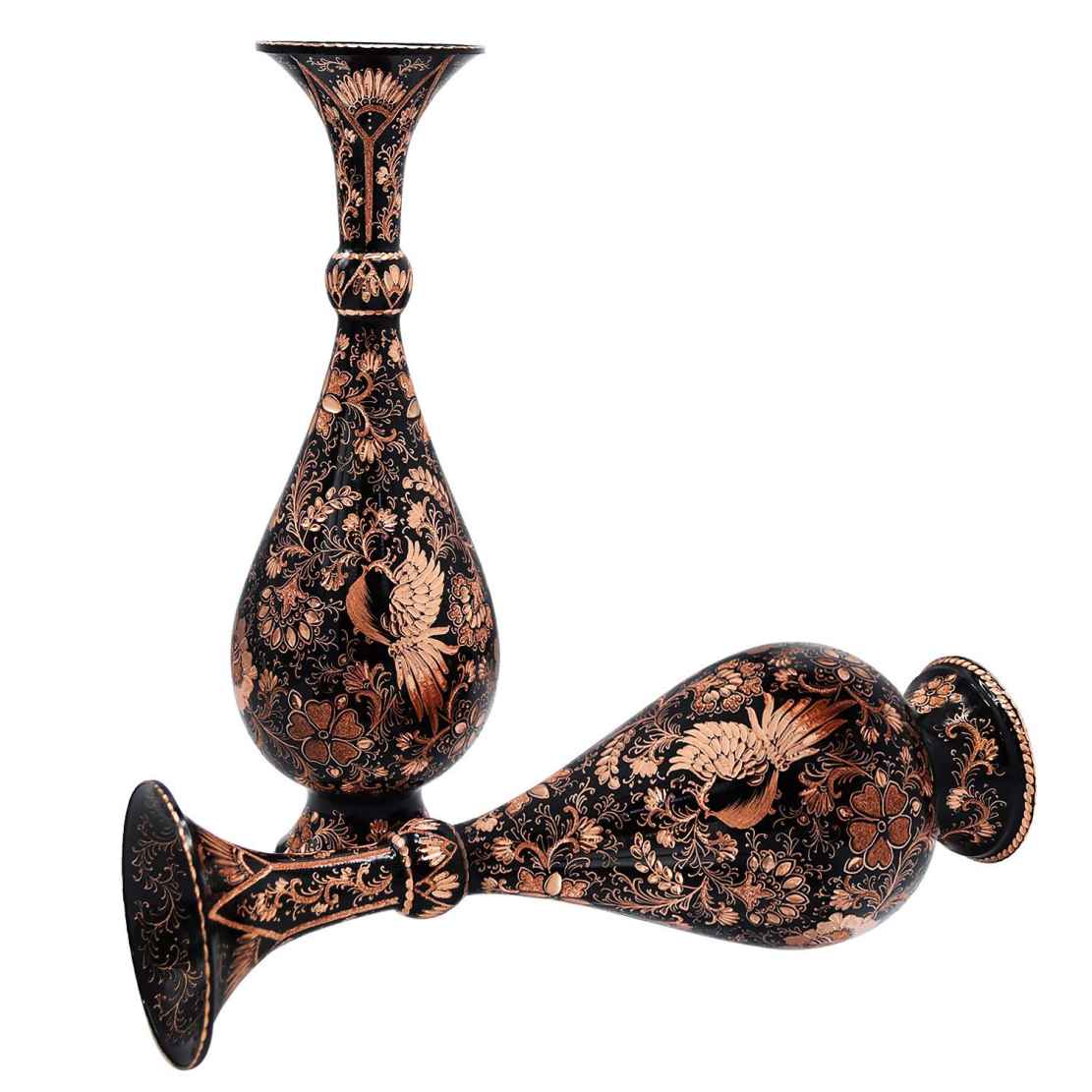 Vase décoratif en cuivre persan gravé fait main – Set de 2