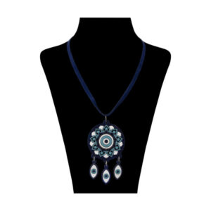 Collier en bois artistique Cheshm Nazar œil maléfique