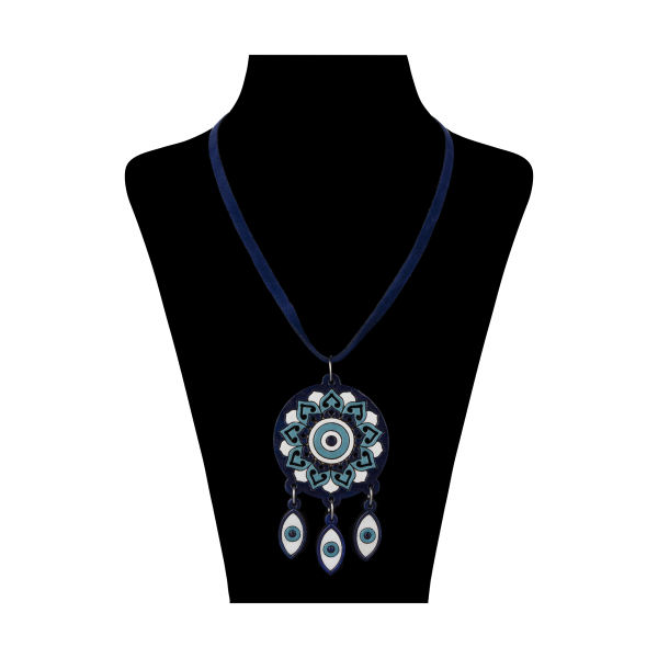 Collier en bois artistique Cheshm Nazar œil maléfique