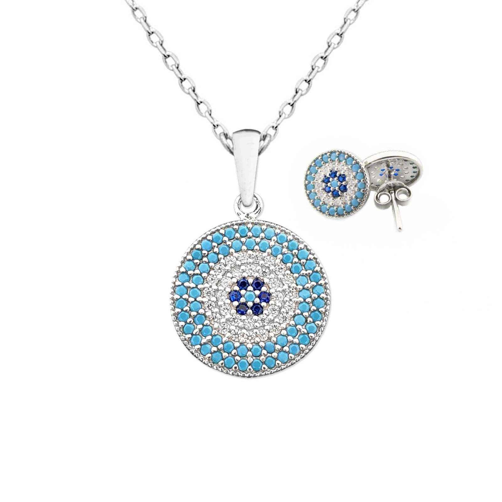 Ensemble de collier et boucles d’oreilles en argent modèle Cheshm Nazar