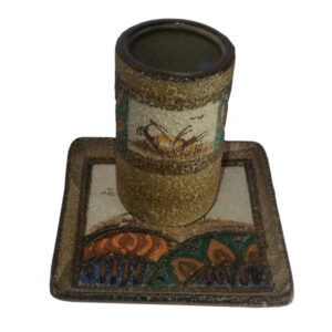 Tasse en poterie artistique – Décorative avec sous-verre, modèle Masey
