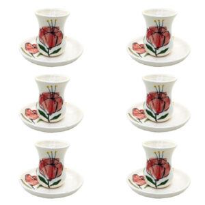 Ensemble Tasse à Thé Persane avec Soucoupe – Poterie Fleur Shaghayegh