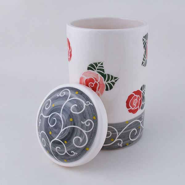 Poterie Bocal – Fait Main avec Motif de Rose