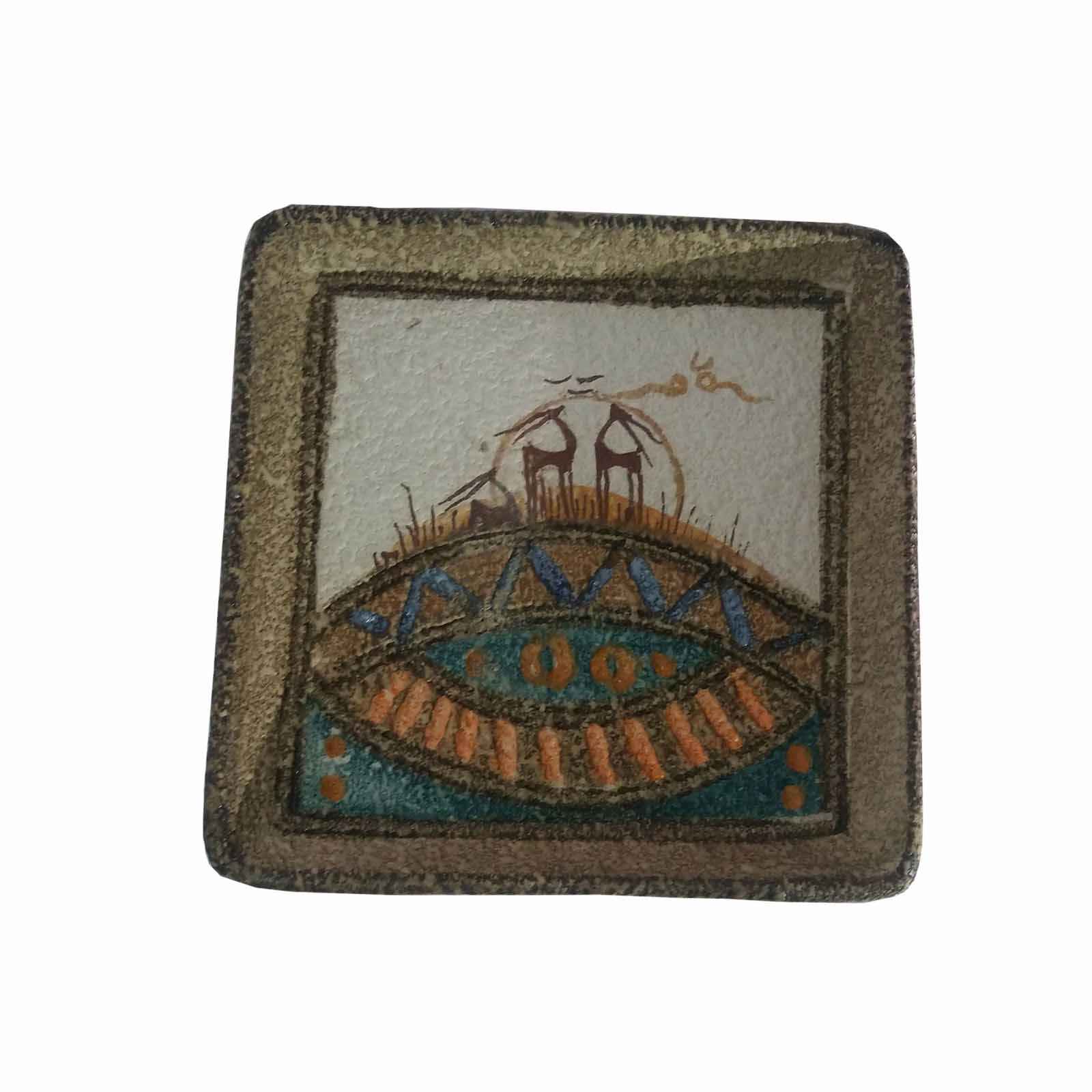 Tasse en poterie artistique – Décorative avec sous-verre, modèle Mzlsm