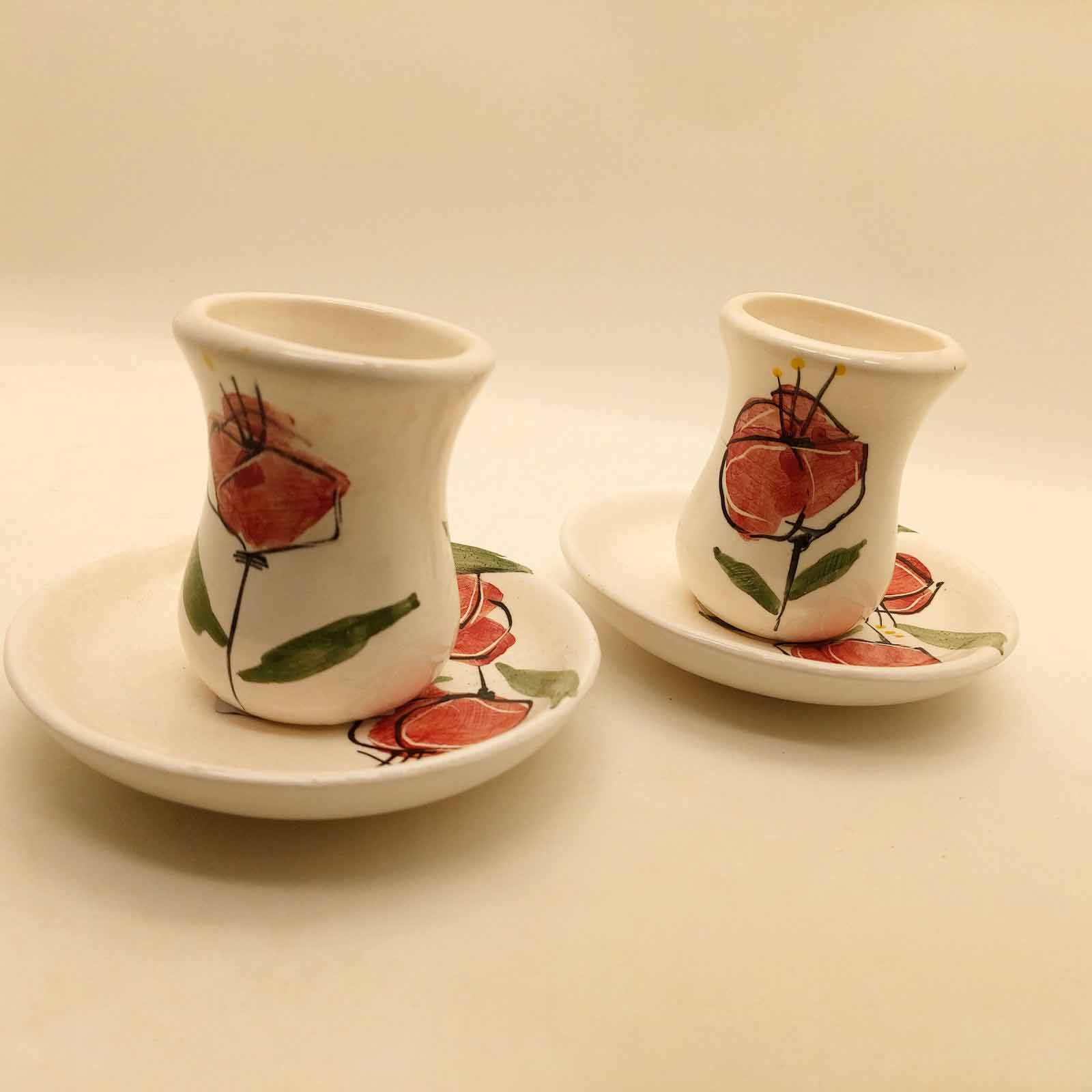 Ensemble Tasse à Thé Persane avec Soucoupe – Poterie Fleur Shaghayegh