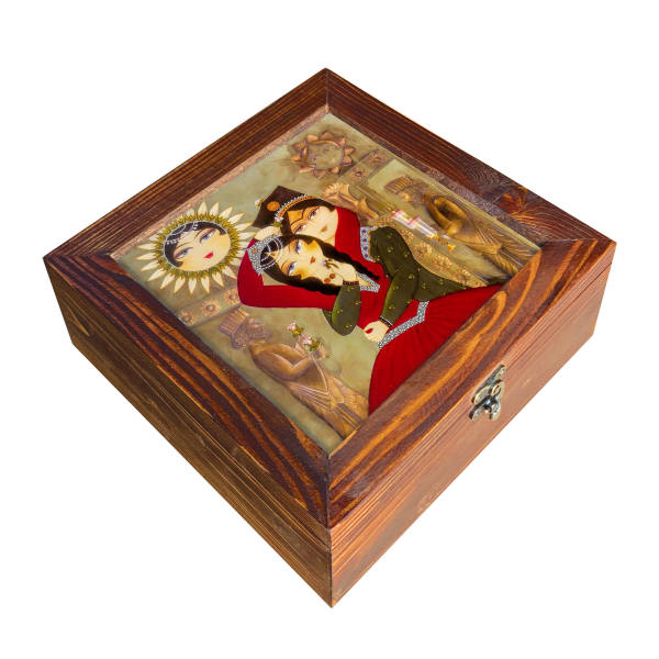 Boîte en Bois pour Cadeaux – Motif Persan Inspiré Qajar