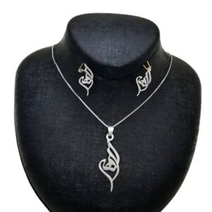 Ensemble de collier et boucles d’oreilles en argent persan modèle Elahe