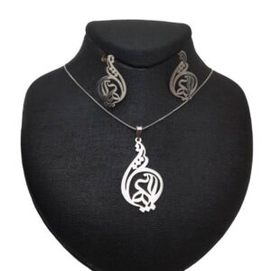 Ensemble de collier et boucles d’oreilles en argent persan modèle Ordibehsht Symbole