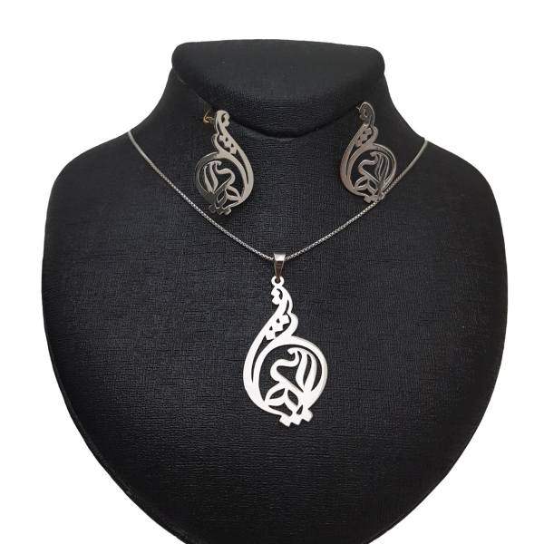 Ensemble de collier et boucles d'oreilles en argent persan modèle Ordibehsht Symbole