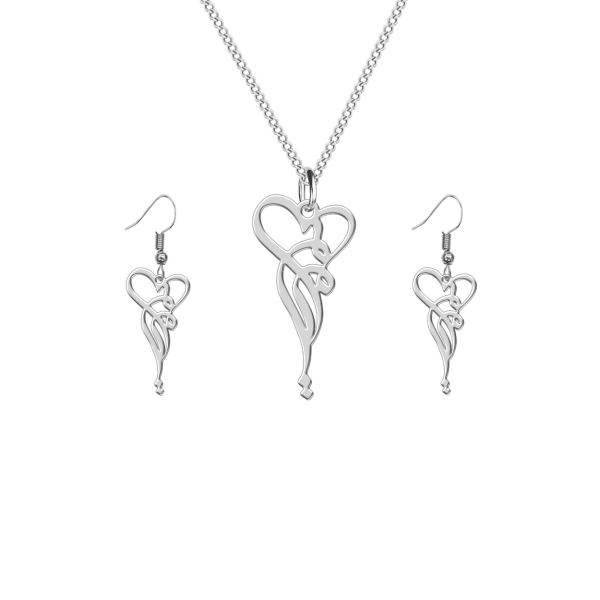 Ensemble de collier et boucles d'oreilles en argent persan modèle Maryam
