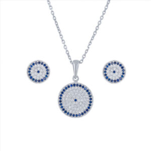 Ensemble de collier et boucles d’oreilles en argent modèle Cheshm Nazar