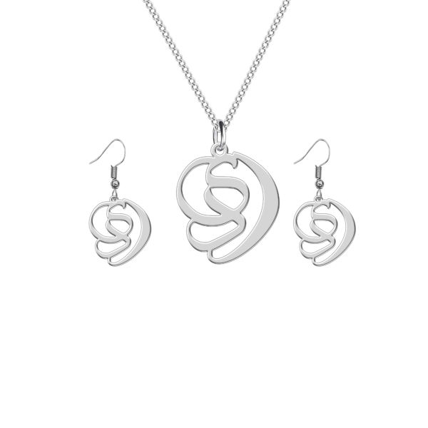 Ensemble de collier et boucles d'oreilles en argent persan modèle Dey Symbole