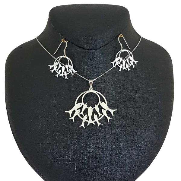 Ensemble de collier et boucles d'oreilles en argent modèle Mahi