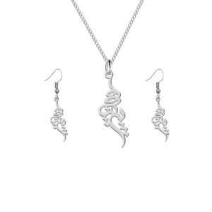 Ensemble de collier et boucles d’oreilles en argent persan modèle Parniya