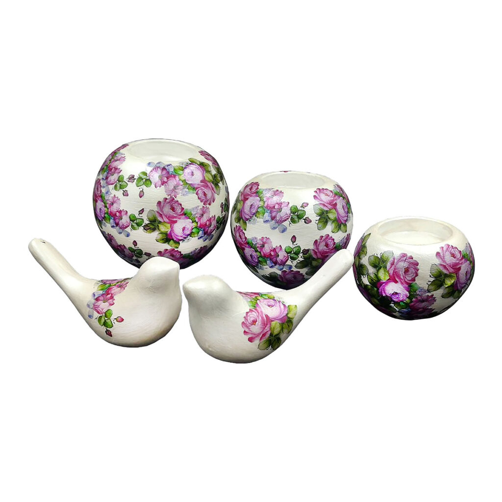 Ensemble de Porte-bougies en Poterie Persane – Modèle Fleur