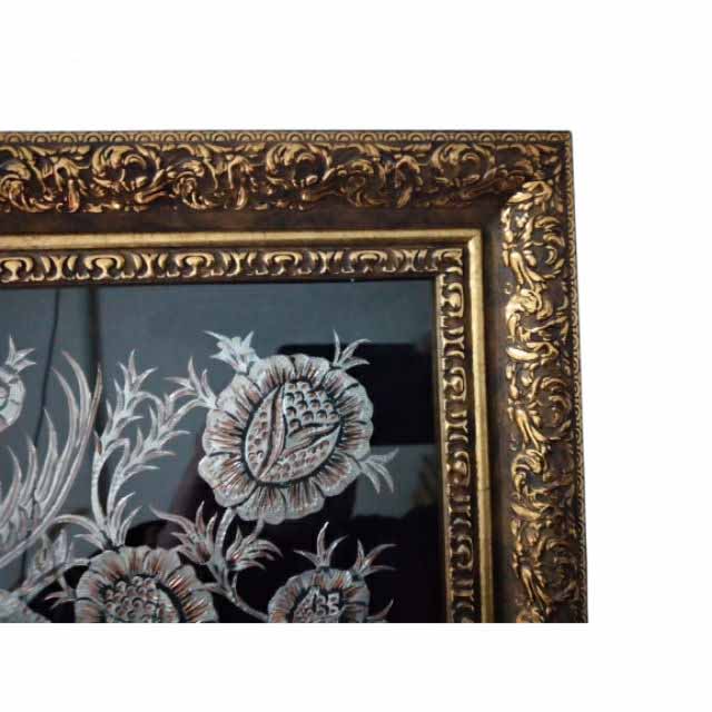 Artisanat encadré en cuivre gravé persan – Oiseaux – Décoration murale traditionnelle