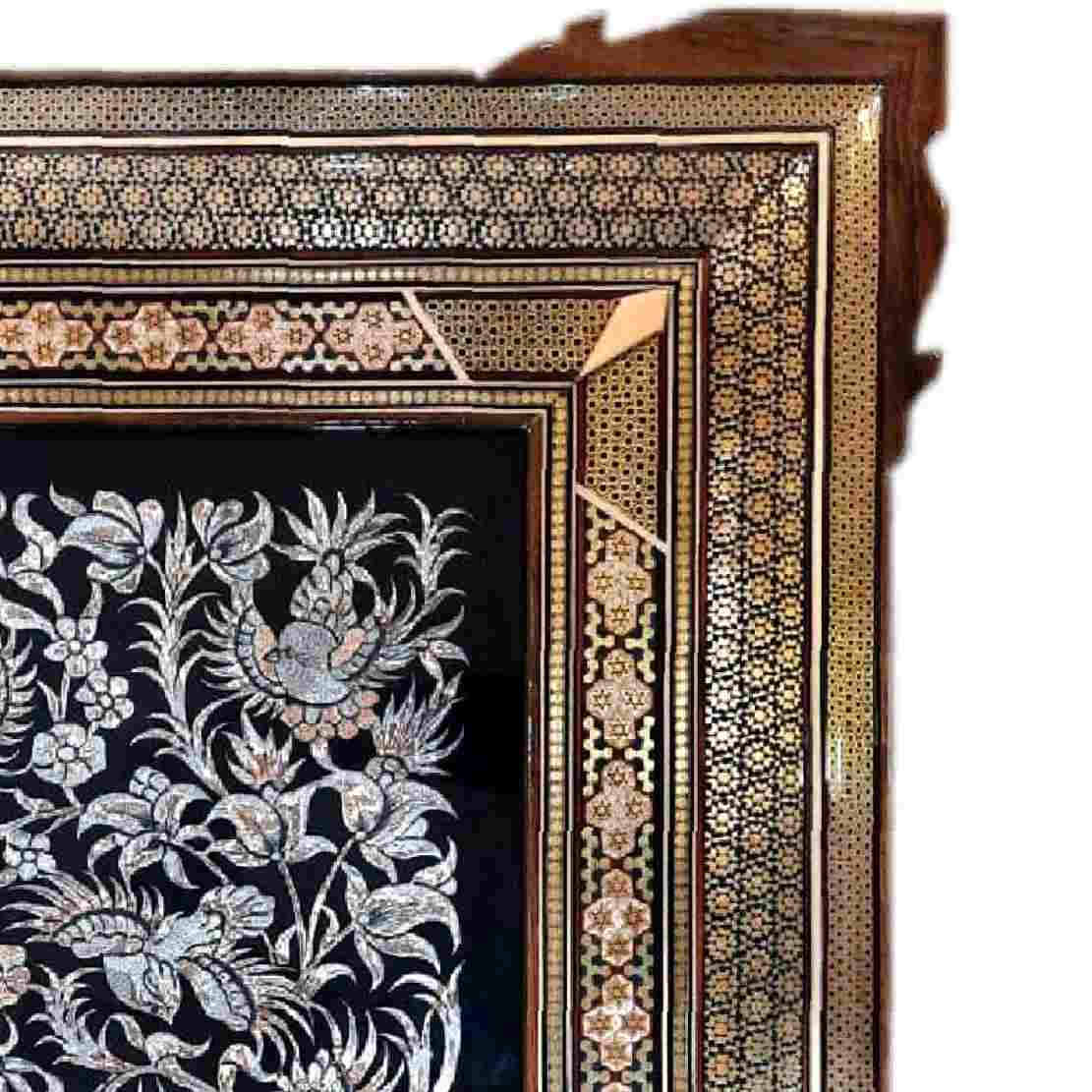 Artisanat encadré en cuivre gravé persan – Oiseaux et fleurs – Décoration murale traditionnelle