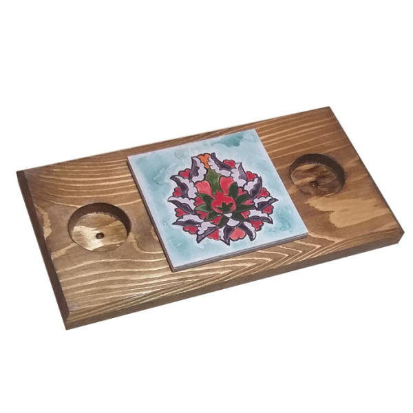 Support de bougie chauffe-plat en bois rustique pour table décorative Shah Abbasi persan