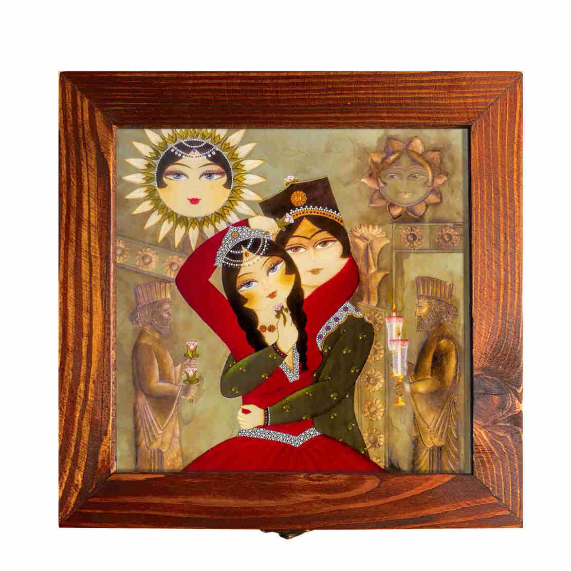 Boîte en Bois pour Cadeaux – Motif Persan Inspiré Qajar