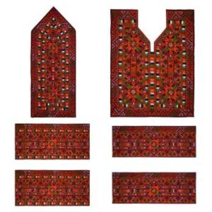 Panneau de robe brodé Balochi fait à la main – Rouge