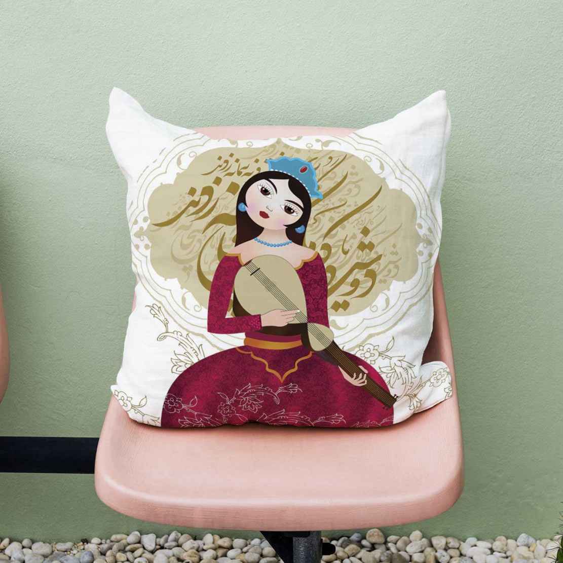 Housse de coussin en velours imprimé – Design Fille (Set de 2)