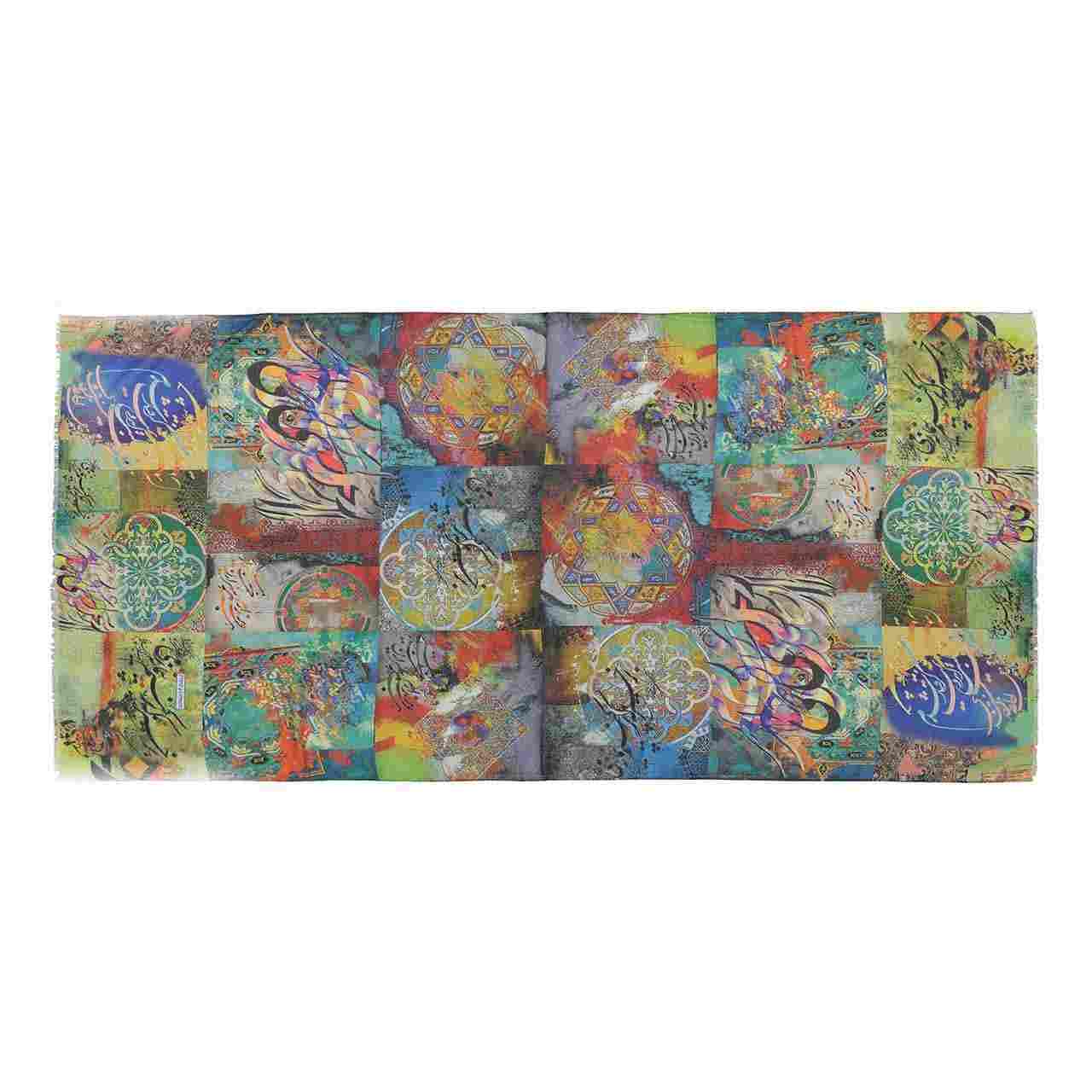 Châle imprimé perse pour femme – Poésie calligraphique artistique