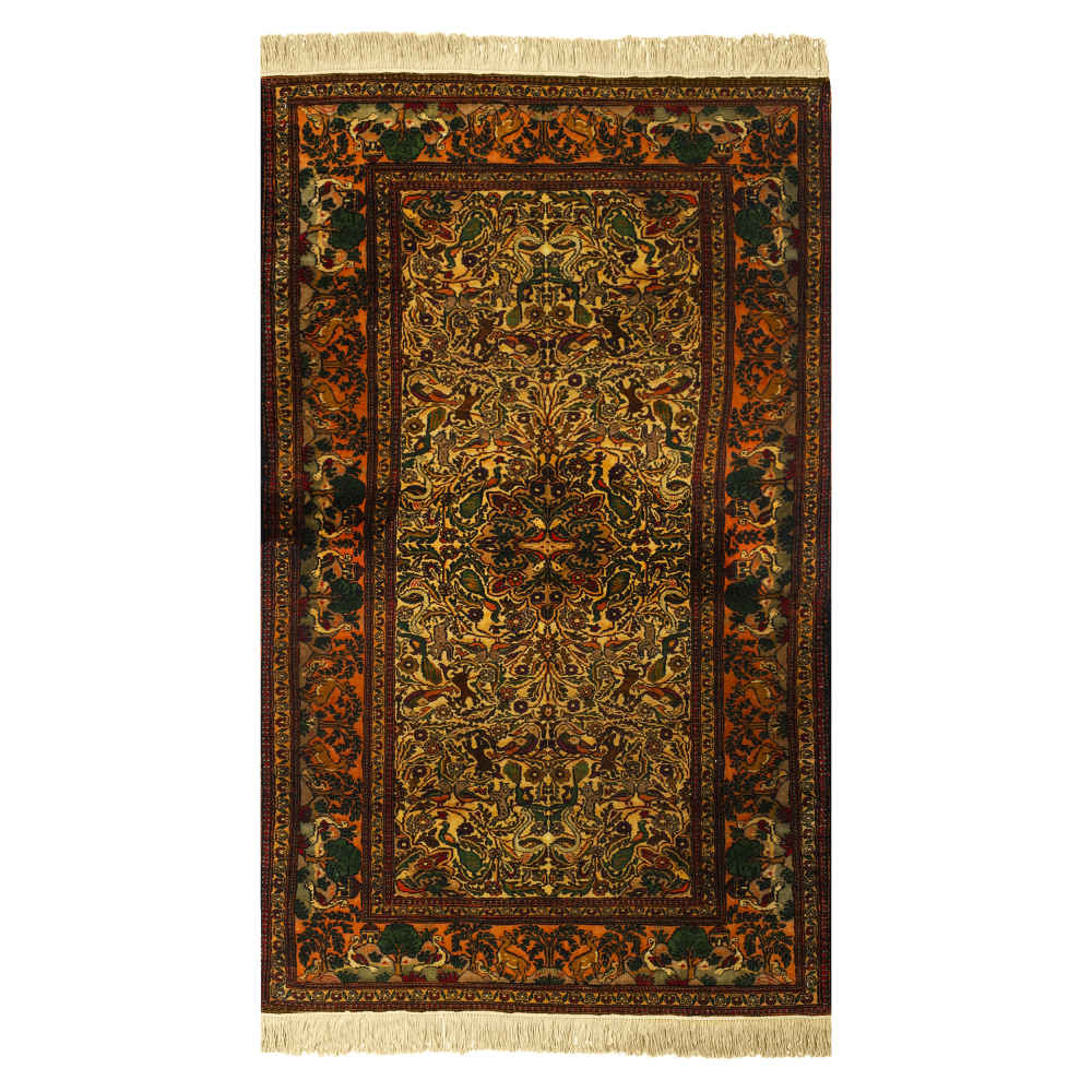 Tapis en Soie Iranienne Noué à la Main Modèle Jangal