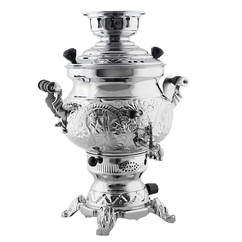 Machine à thé samovar à gaz persan design traditionnel motifs floraux 10 litres