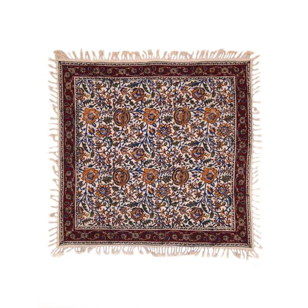Nappe Persane : Nappe Traditionnelle à Impressions au Bloc Kalamkari d'Ispahan Qajar