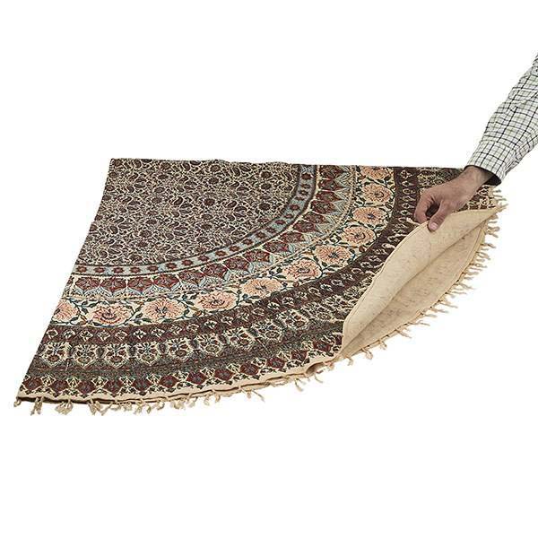 Nappe Persane : Nappe Traditionnelle à Impressions au Bloc Kalamkari d’Ispahan Florale