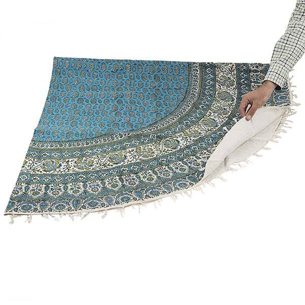 Nappe Persane : Nappe Traditionnelle à Impressions au Bloc Kalamkari d’Ispahan Ronde