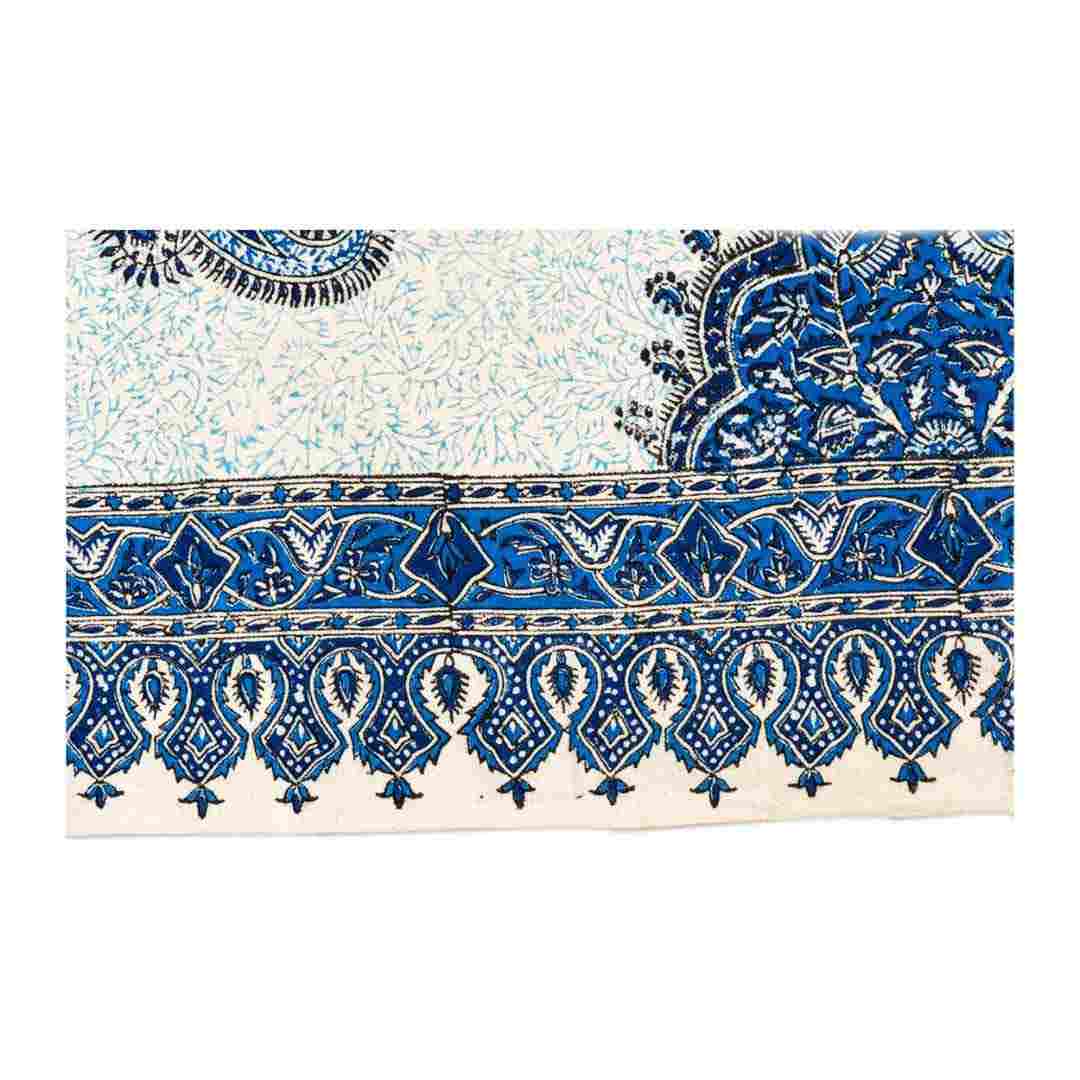 Nappe Persane : Nappe Traditionnelle à Impressions au Bloc Kalamkari d’Ispahan Bote