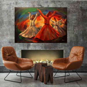 Affiche murale en bois persane – Danseurs de Sama