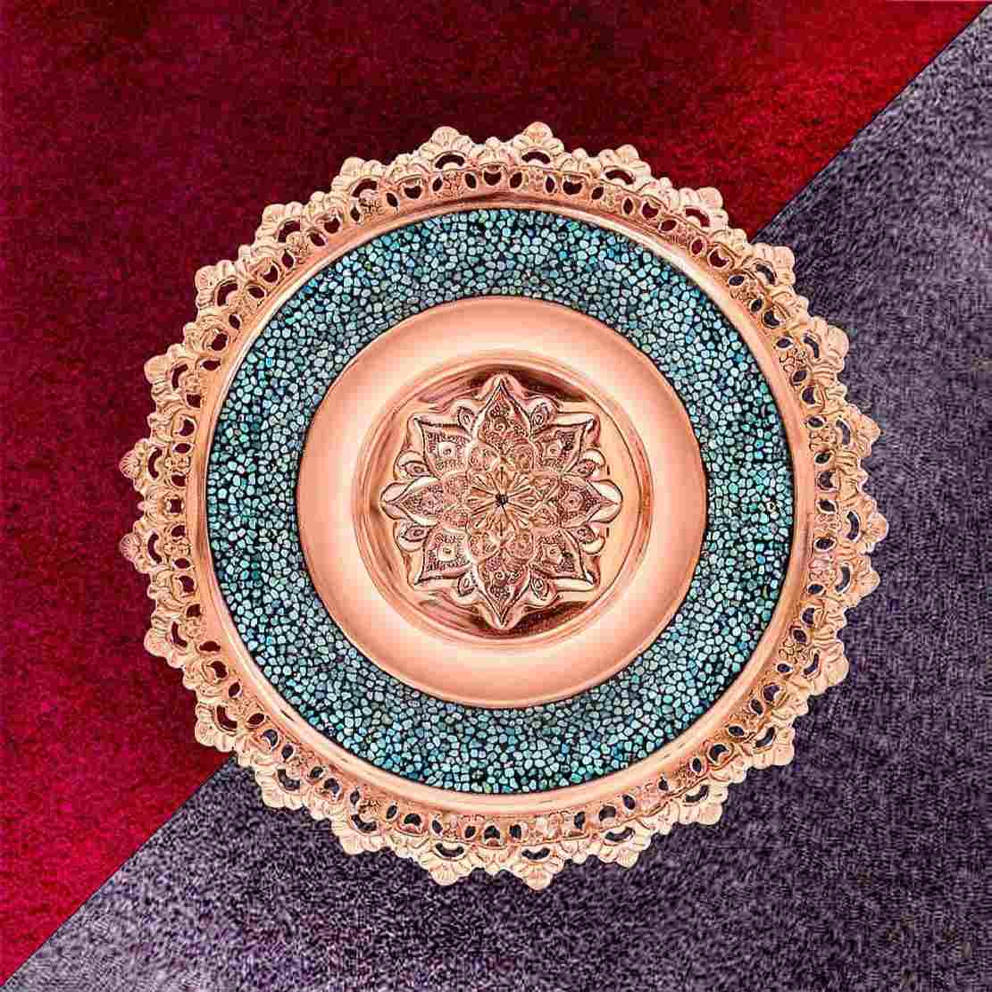 Plat en cuivre Firuzeh Kubi Honarlux