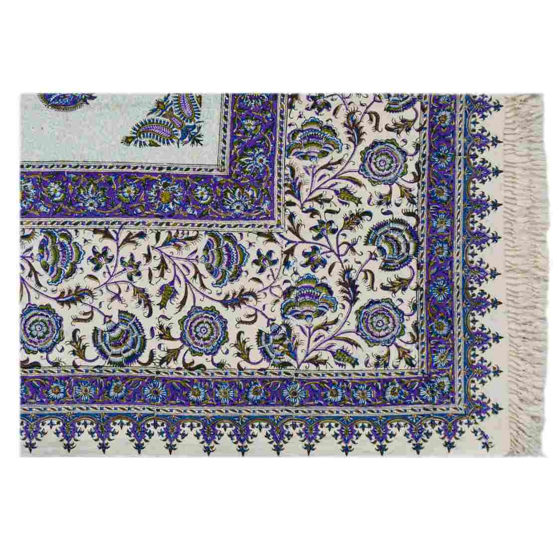 Nappe Persane : Nappe Traditionnelle à Impressions au Bloc Kalamkari d’Ispahan Sun
