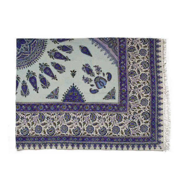 Nappe Persane : Nappe Traditionnelle à Impressions au Bloc Kalamkari d'Ispahan Sun