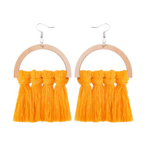 Boucles d’oreilles à pompons en macramé, modèle Cercle