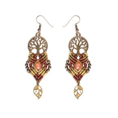 Boucles d’oreilles en macramé, modèle Arbre de Vie
