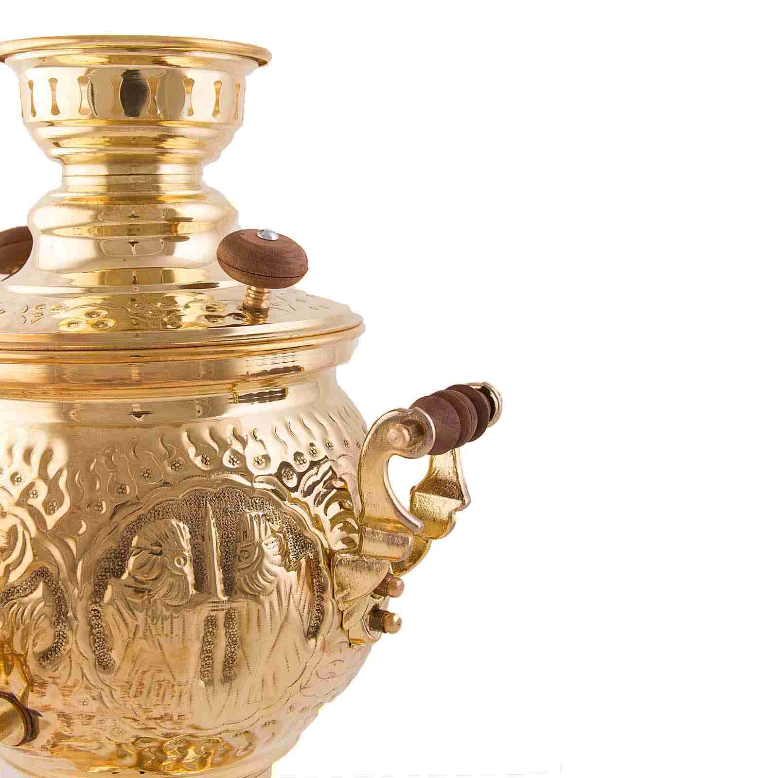 Samovar en laiton persan, théière décorative à charbon, motifs floraux, 4 litres