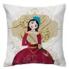 Housse de coussin en velours imprimé - Design Fille (Set de 2)