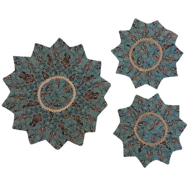 Ensemble de 3 Nappes Persanes Luxueuses Termeh de Yazd Star