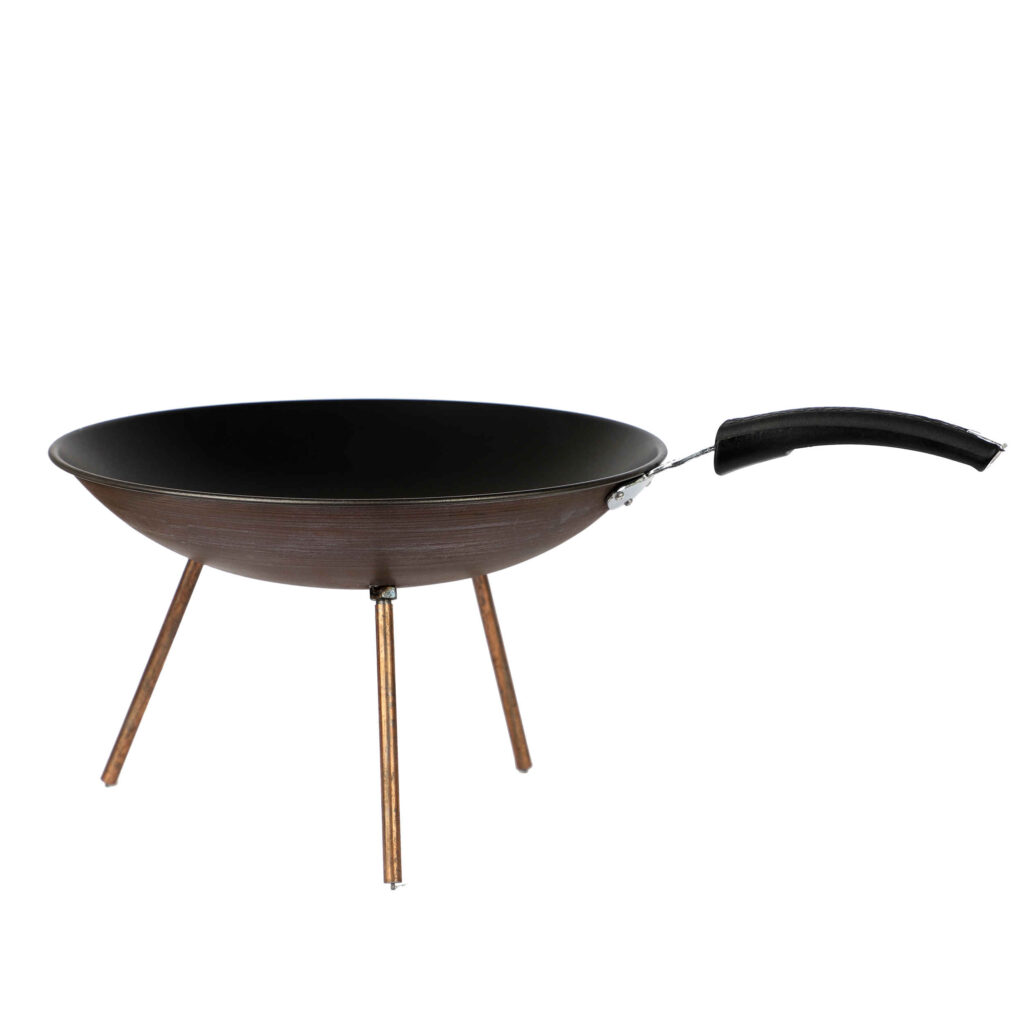 Poêle à Feu de Camp 35 cm avec Trépied – Outil de Cuisine Extérieure Durable et Polyvalent