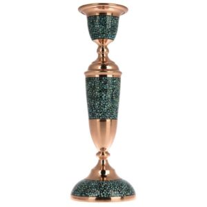 Bougeoir en cuivre persan fait à la main – Design incrusté de turquoise – Yas
