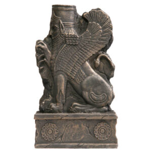 Figurine historique de Griffon : Lion achéménide à cornes avec tête humaine