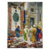 Tapis persan figuratif noué à la main de Tabriz représentant le bazar du Caire