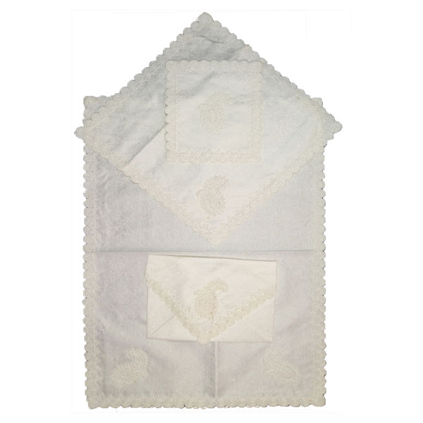 Tapis de prière en Termeh persan de luxe, Sajada blanc islamique